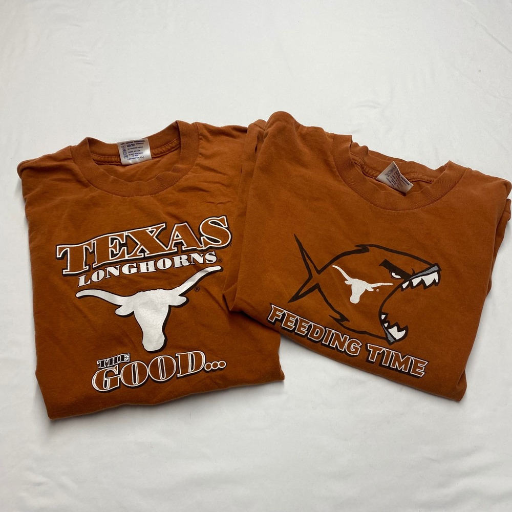Vintage Texas Longhorns T-Shirt Set 2pc Burnt Orange Youth L 14-16 NCAA Rivalry